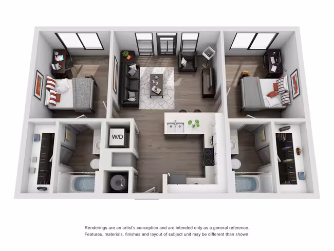 2BR/2BA - The Longhorn Private floor plan